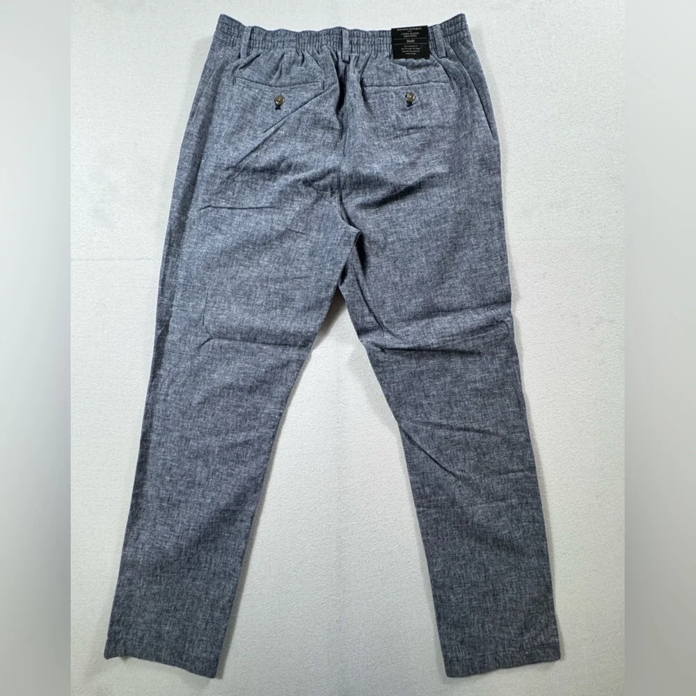 Banana Republic Grayson Linen-Blend Slim Tapered Pants Blue 32x32 NWT